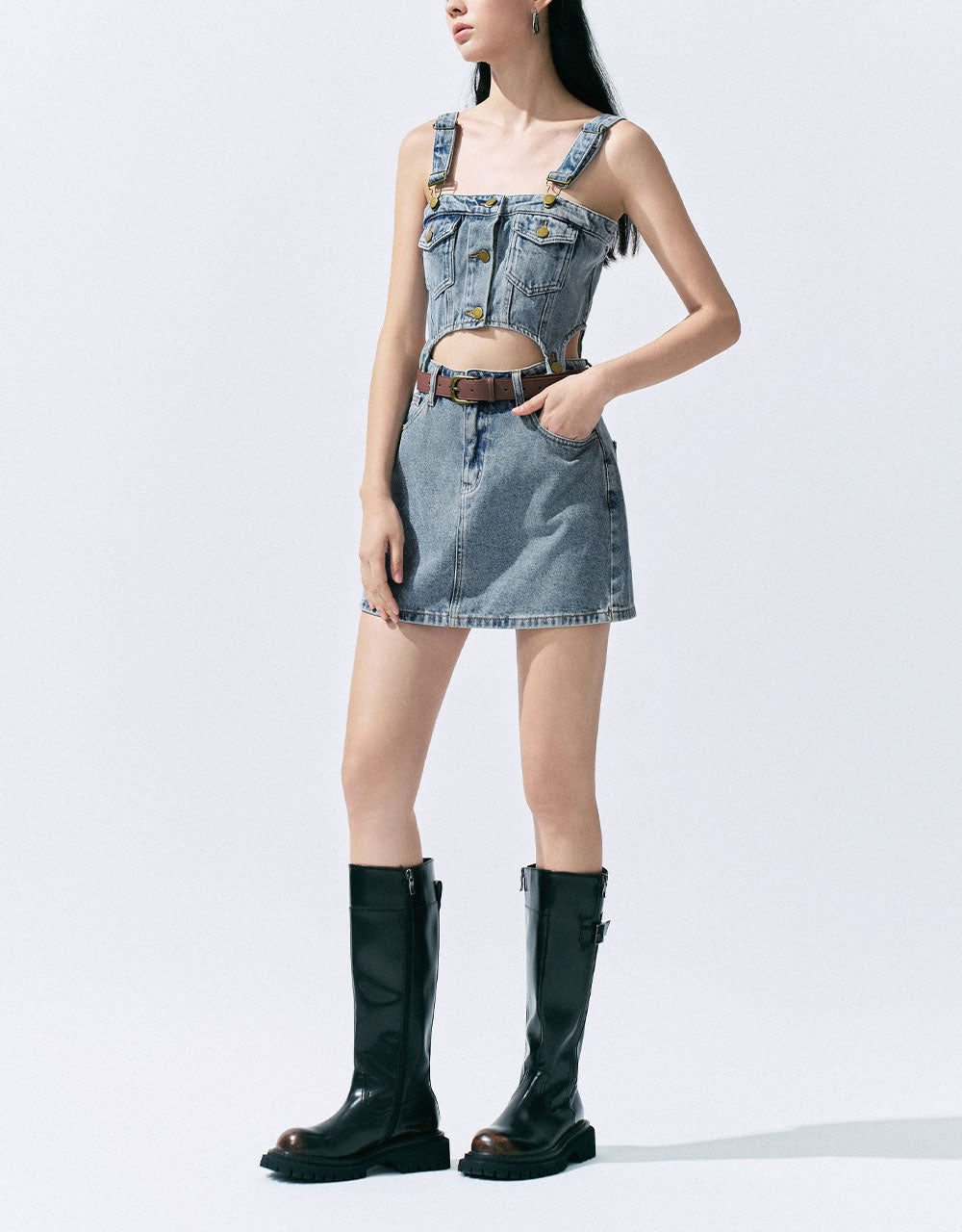 2 In 1 Denim Pinafore Dress - Image 7