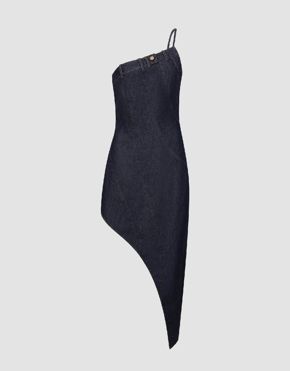Asymmetric One Shoulder Denim Cami Dress - Image 2