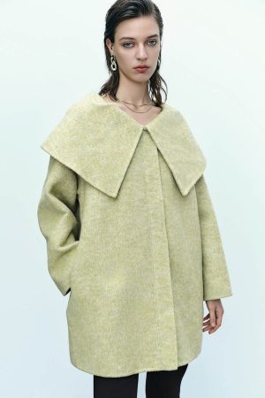Loose A-Line Wool Blend Coat