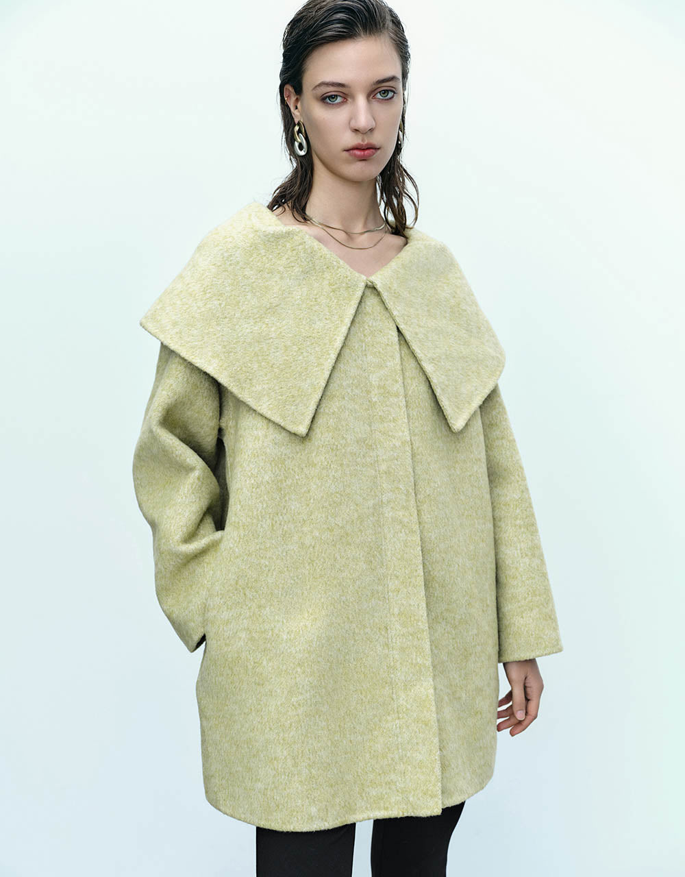 Loose A-Line Wool Blend Coat - Image 9