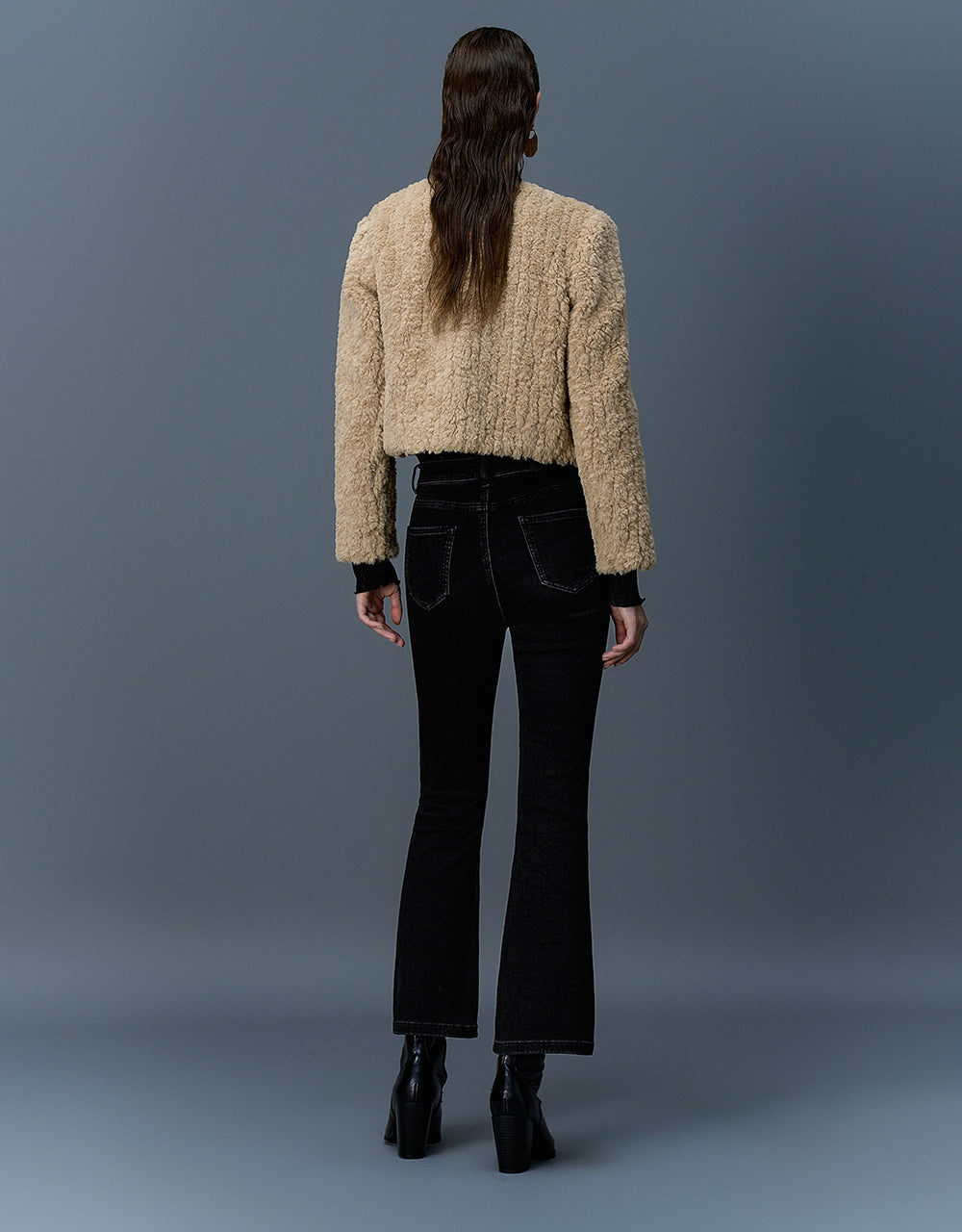 Crew Neck Furry Straight Coat - Image 12