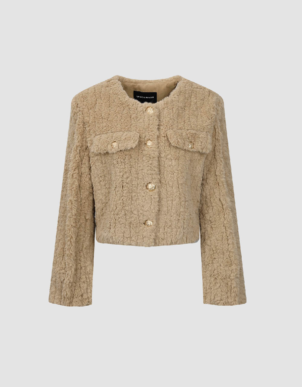 Crew Neck Furry Straight Coat - Image 10