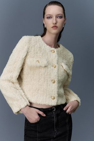 Crew Neck Furry Straight Coat