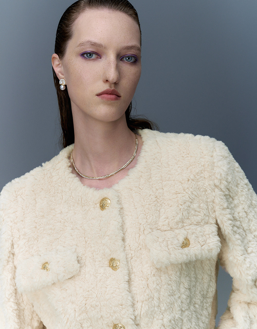 Crew Neck Furry Straight Coat - Image 5