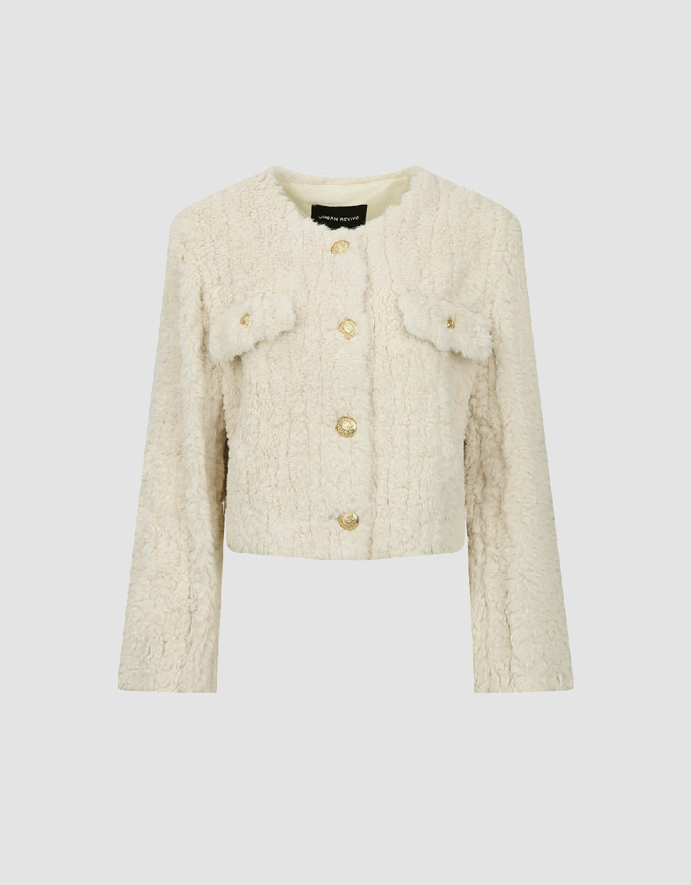 Crew Neck Furry Straight Coat - Image 2