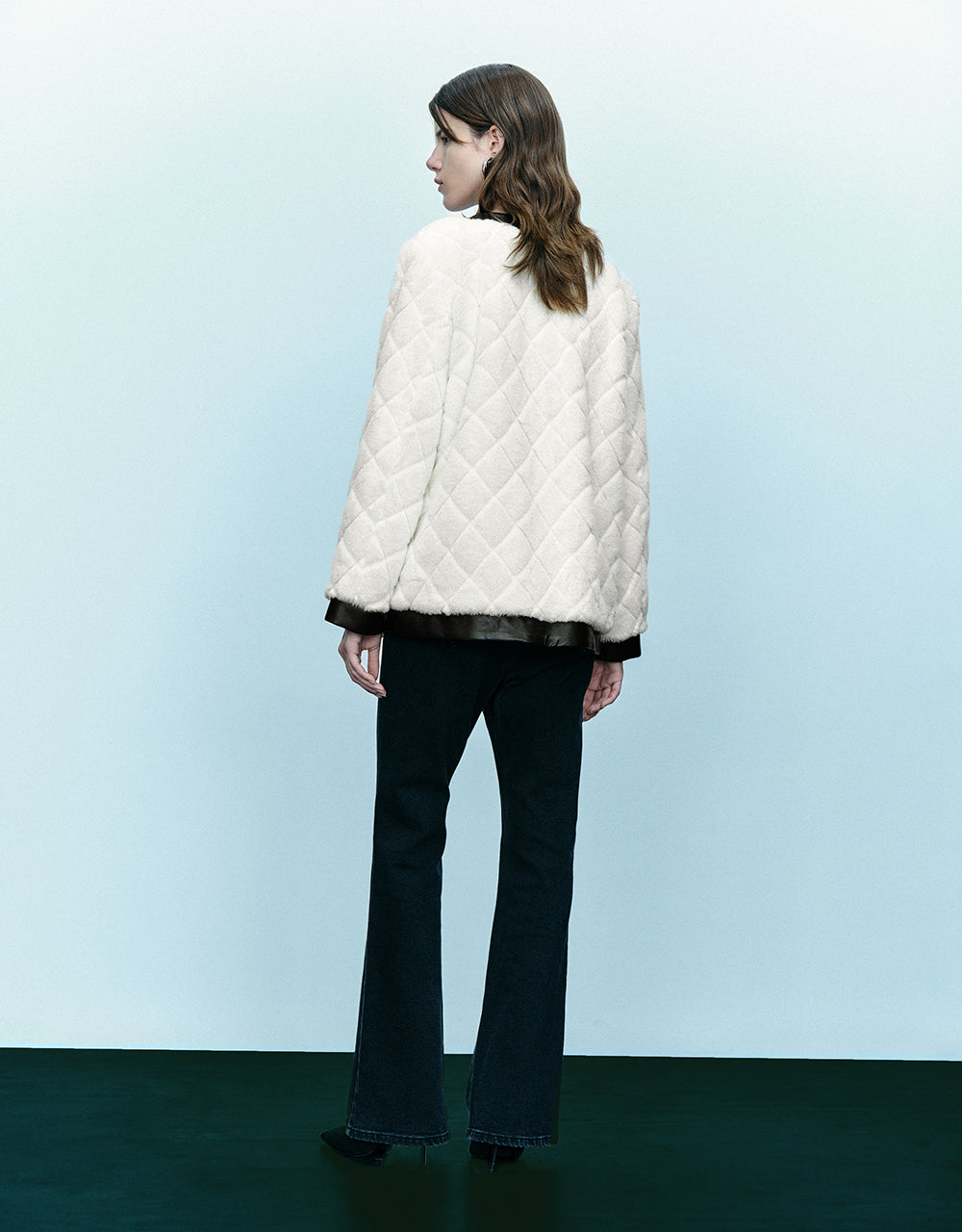 Crew Neck Straight Furry Coat - Image 4