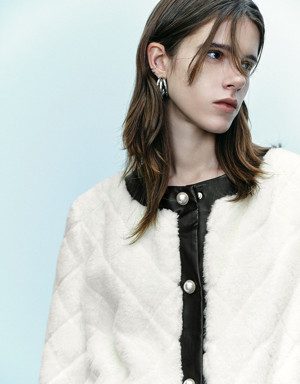 Crew Neck Straight Furry Coat - Image 5