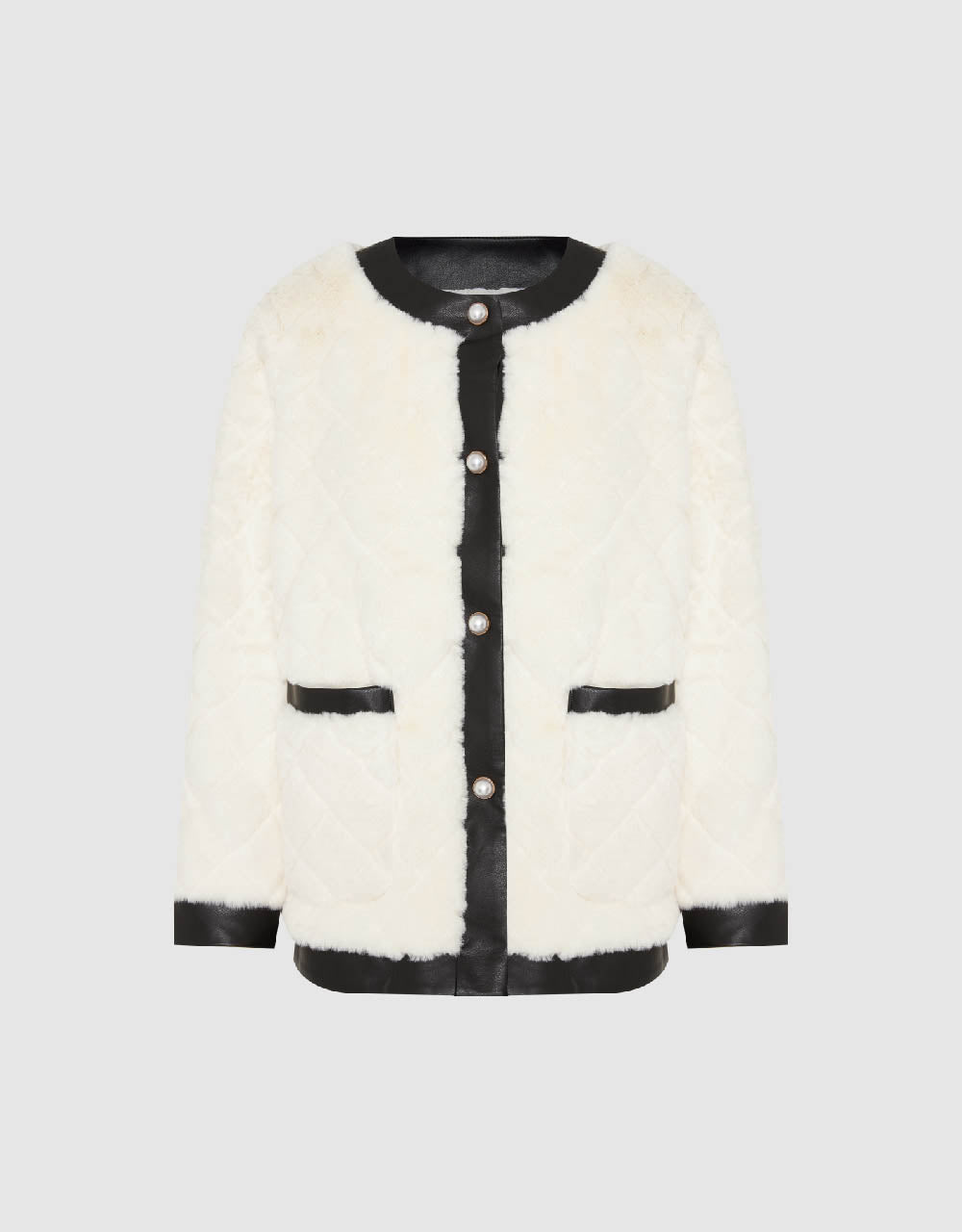 Crew Neck Straight Furry Coat - Image 2