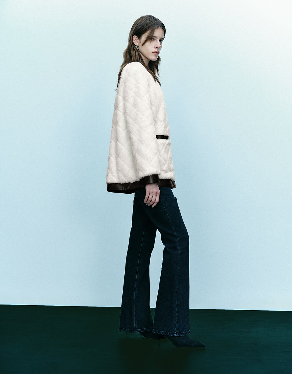 Crew Neck Straight Furry Coat - Image 7
