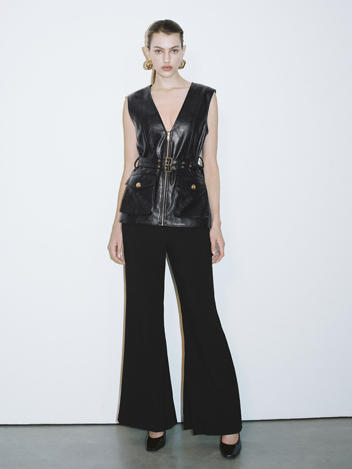Zip Up Front Leather Waistcoats - Image 4