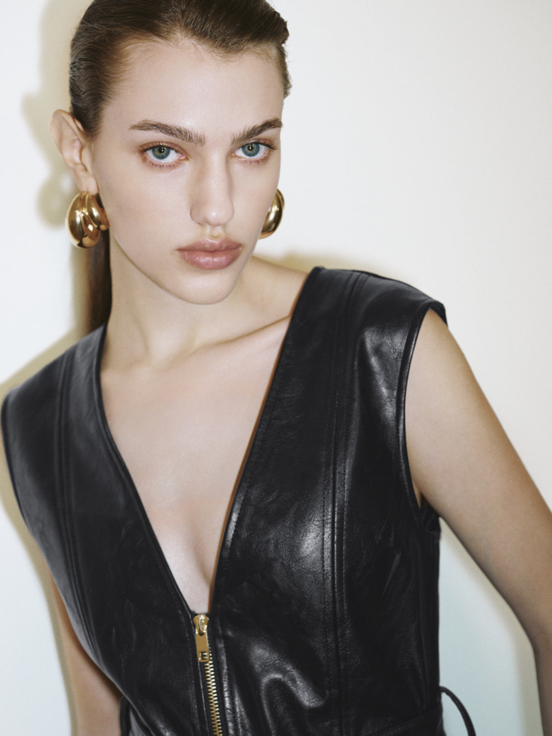 Zip Up Front Leather Waistcoats - Image 5