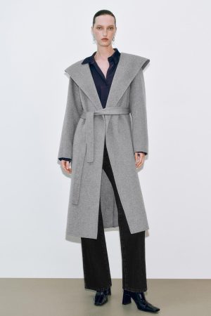 Wide Lapel Wool Blend Coats