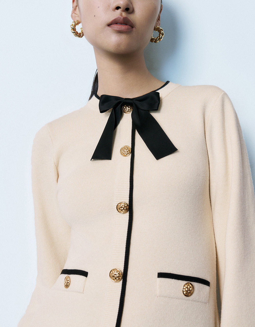 Bow Decor Crew Neck Knitted Dress - Image 5