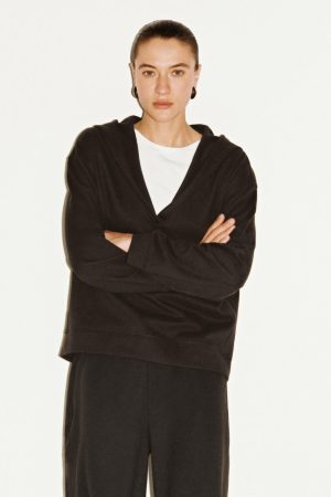 V-Neck Hooded Sweatshirts