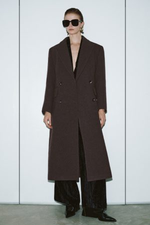 Double Breasted Longline Wool Blend Coats