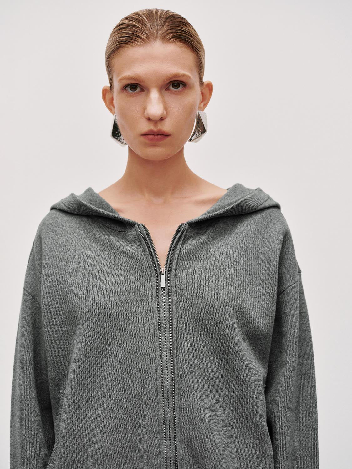 Hooded Zip Up Knitted Cardigans - Image 3