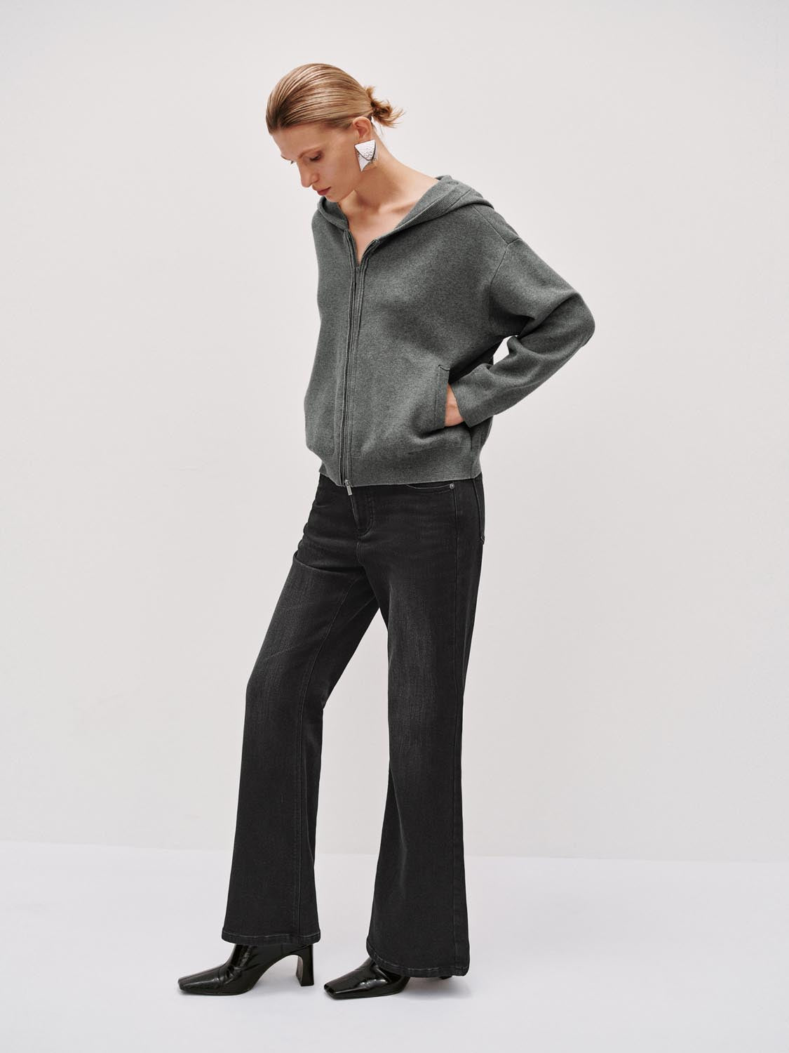 Hooded Zip Up Knitted Cardigans - Image 5