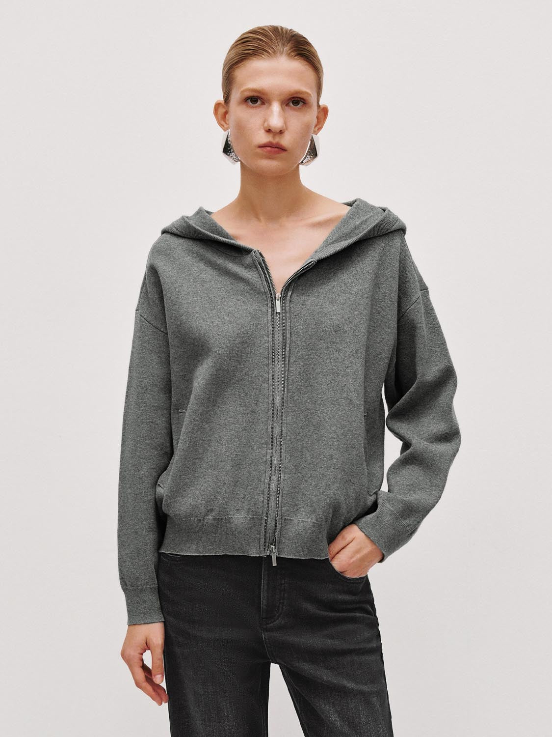 Hooded Zip Up Knitted Cardigans - Image 9
