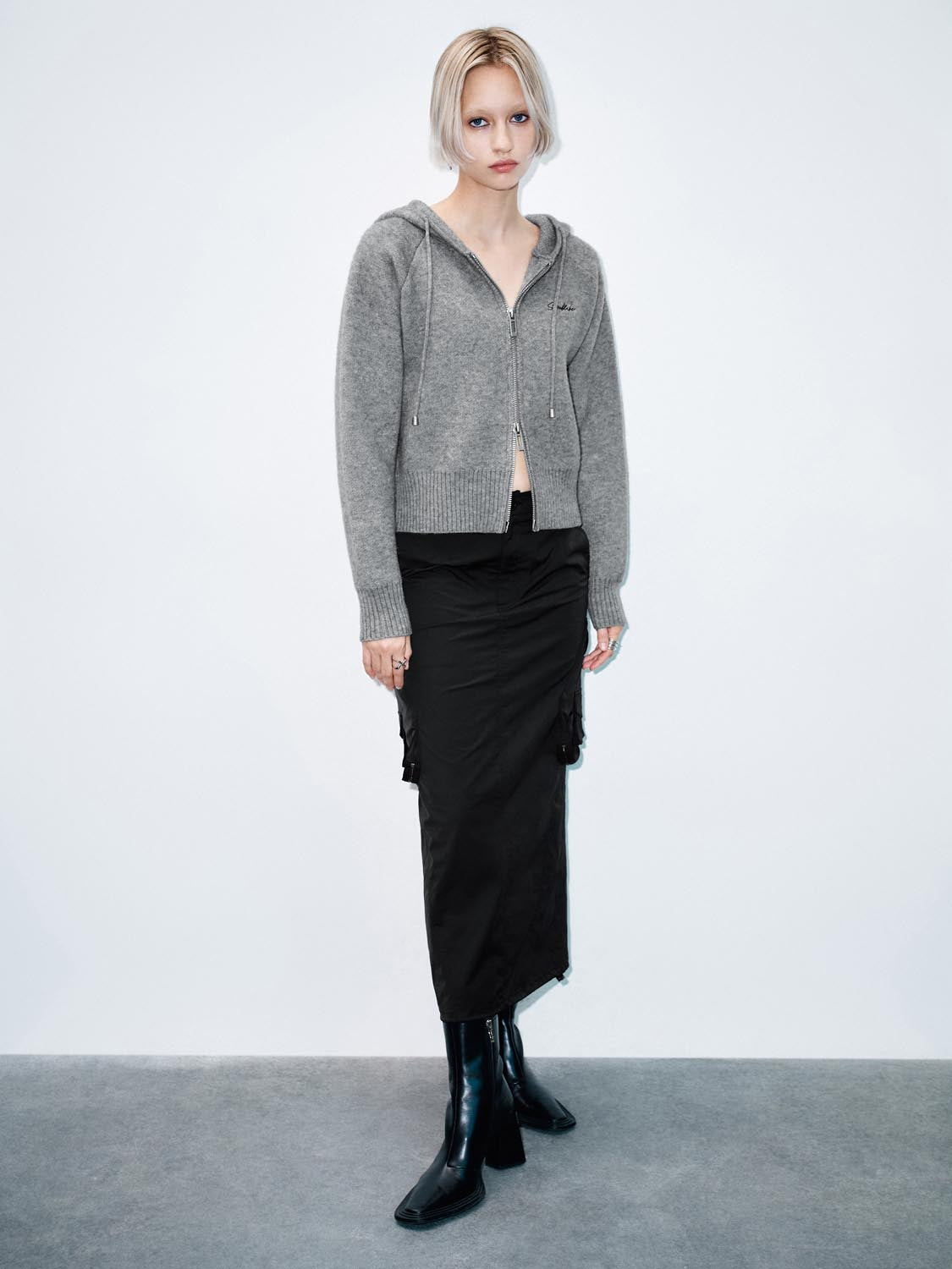 Hooded Zip Up Knitted Cardigans - Image 4