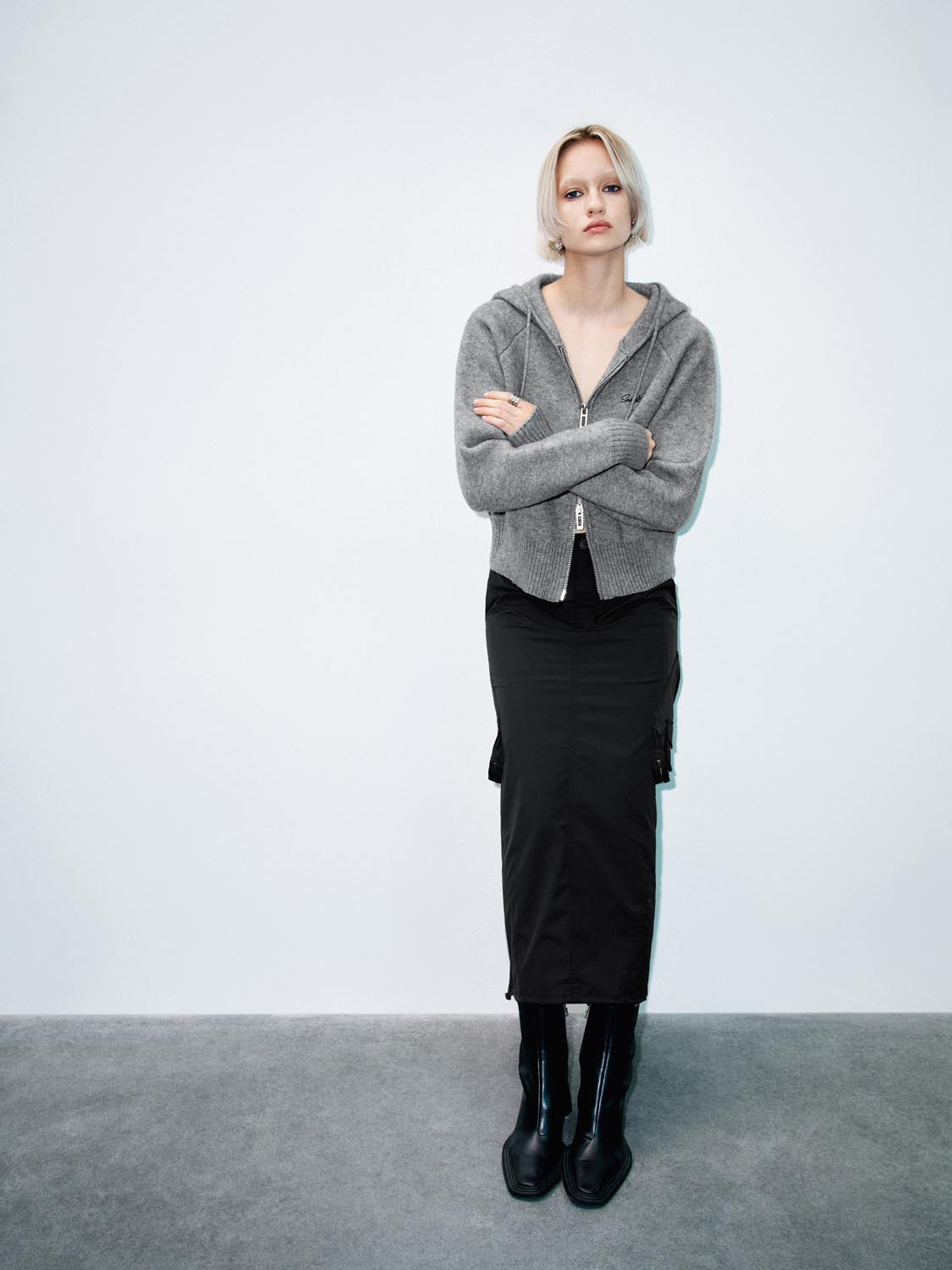 Hooded Zip Up Knitted Cardigans - Image 5