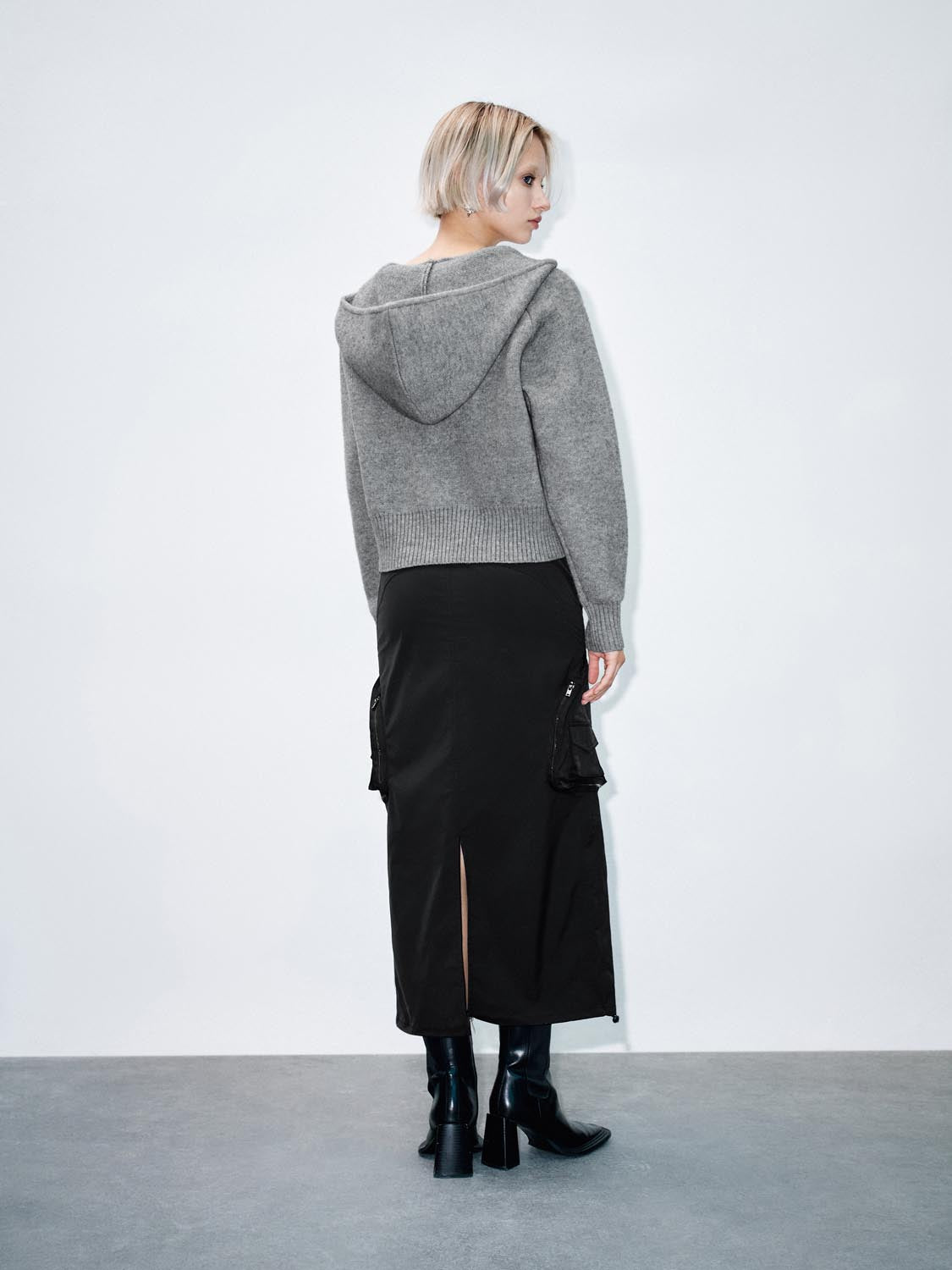 Hooded Zip Up Knitted Cardigans - Image 6