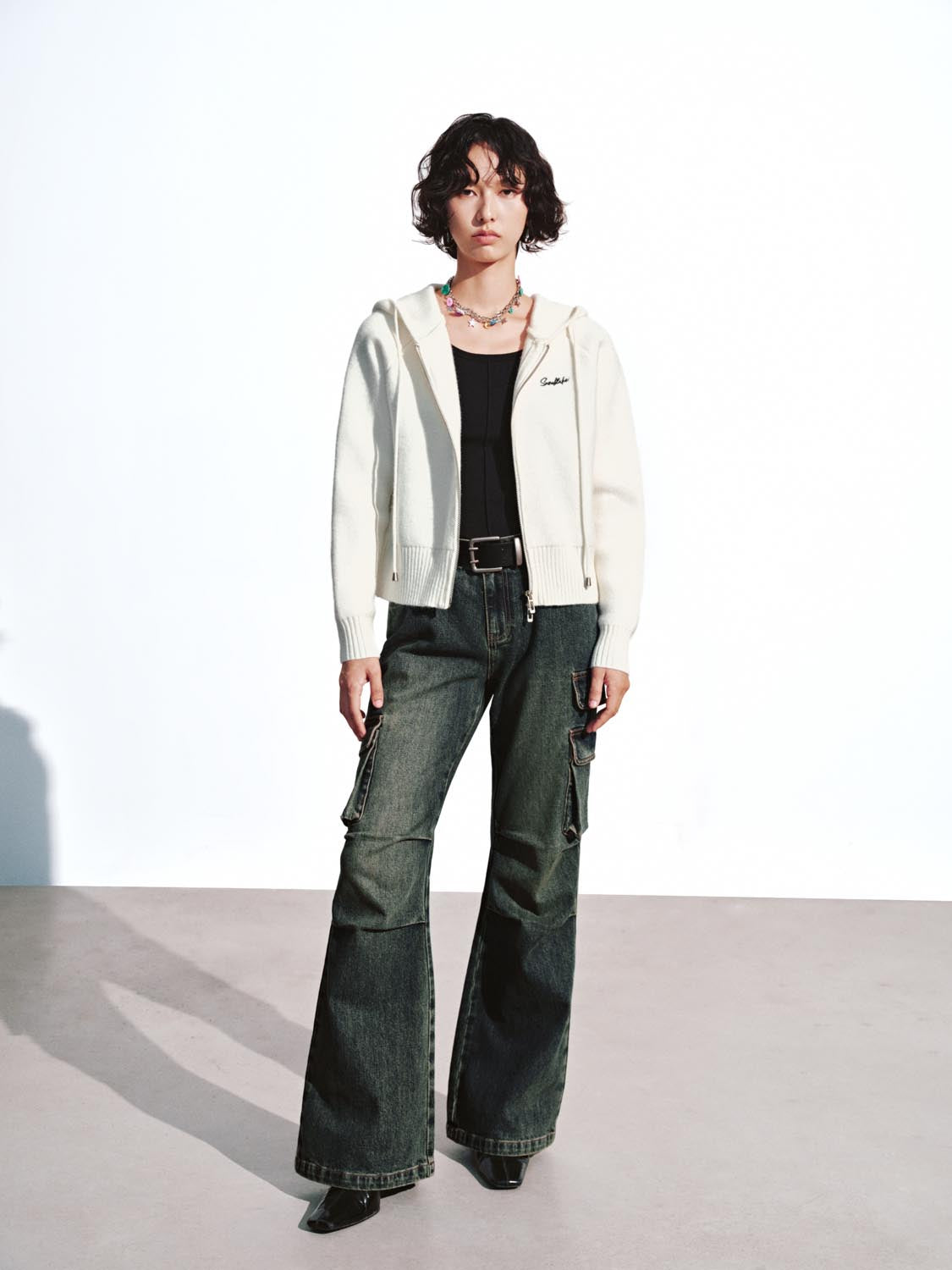 Hooded Zip Up Knitted Cardigans - Image 12