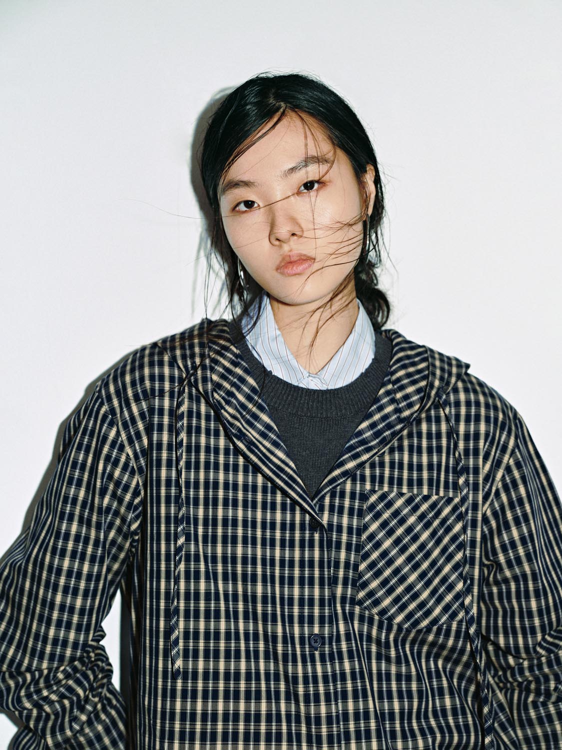 Drawstring Check Hooded Shirts - Image 3