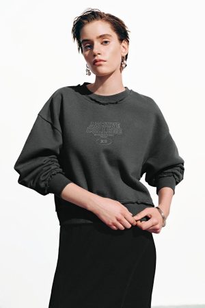 Balloon Sleeve Printed Sweatshirts